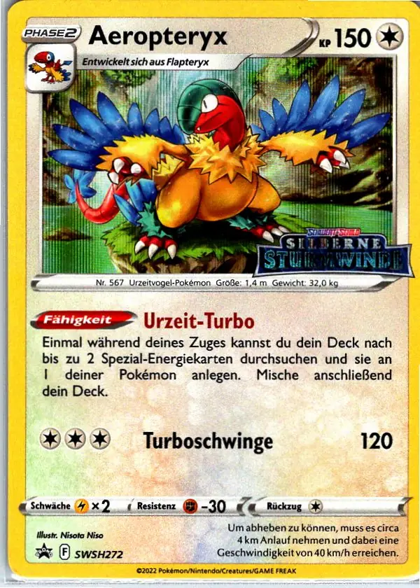 Aeropteryx (SWSH 272) – Pokémon Promo Holo Karte aus Karmesin und Purpur in Deutsch
