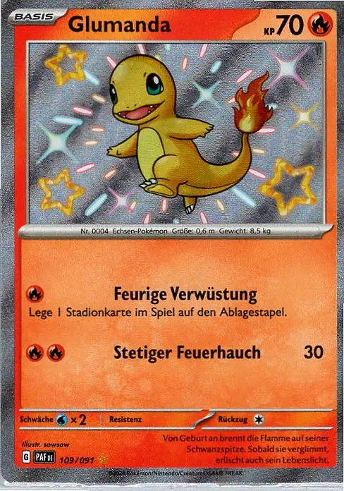 Glumanda (PAF 109) – Pokémon Shiny Karte aus Paldeas Schicksale in Deutsch