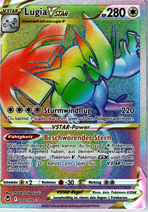 Lugia VSTAR (SIT 202) – Pokemon Rainbow Karte aus Silberne Sturmwinde Deutsch