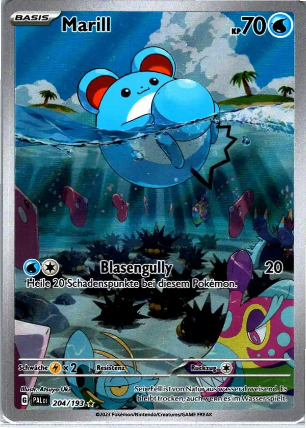 Marill (PAL 204) – Pokémon Illustration Rare Karte aus Entwicklungen in Paldea Deutsch