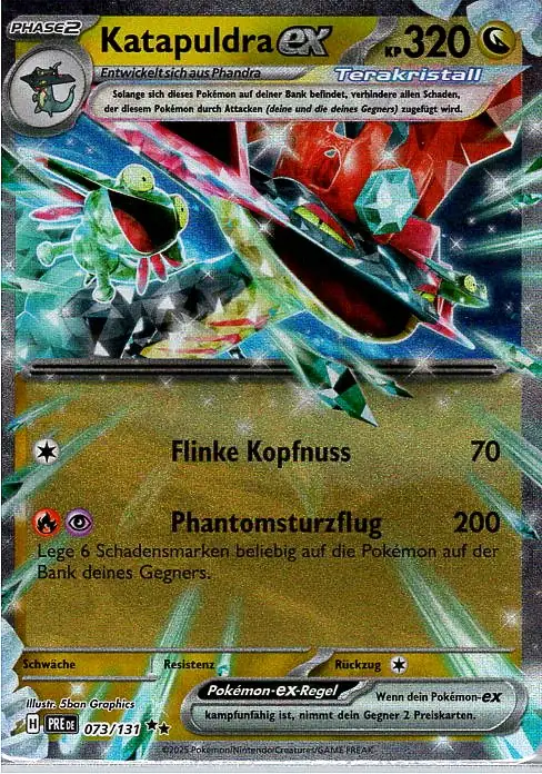 Katapuldra EX (PRE 073) – Pokémon Terakristall Karte aus dem Set Prismatische Entwicklungen in Deutsch