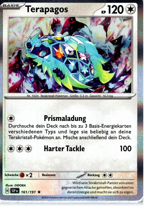 Terapagos (SSP 161) – Pokemon Holo Karte aus Stürmische Funken Deutsch