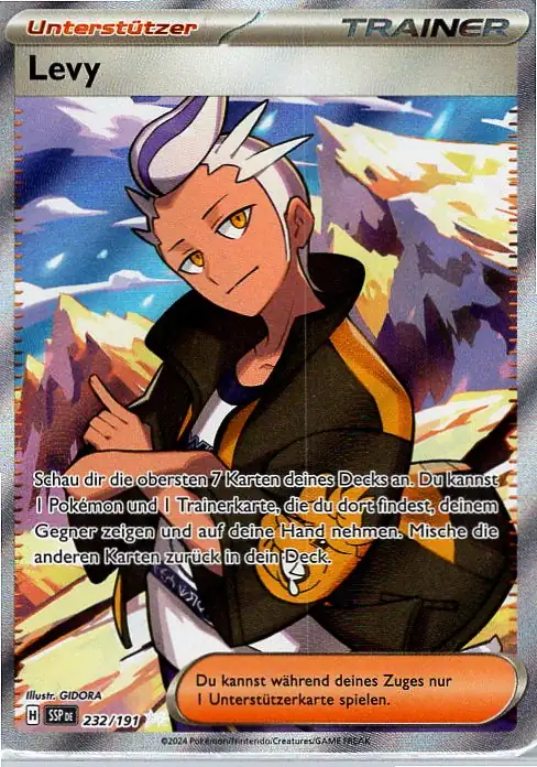 Levy (SSP 232) – Pokémon Trainer Full Art Karte aus Stürmische Funken Deutsch
