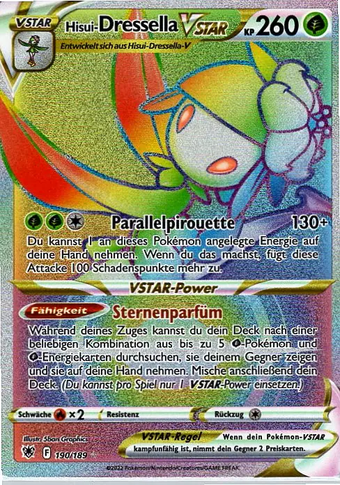 Hisui-Dressella VSTAR (ASR 190) – Pokémon Rainbow Karte aus Astralglanz Deutsch