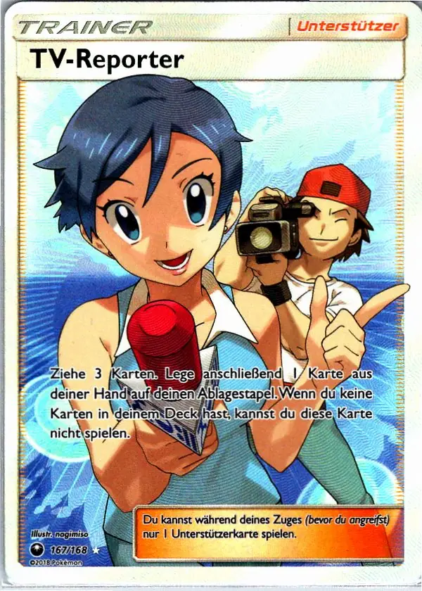 TV-Reporter (CES 167) – Pokémon Trainer Full Art Karte aus Sturm am Firmament Deutsch