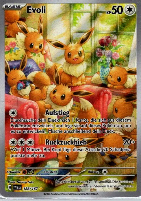 Evoli (TWM 188) – Pokémon Illustration Karte aus Maskerade im Zwielicht in Deutsch