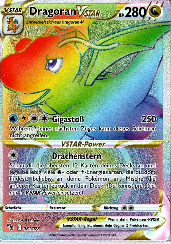 Dragoran VSTAR (PGO 081) – Pokemon Rainbow Karte aus Pokemon Go Deutsch