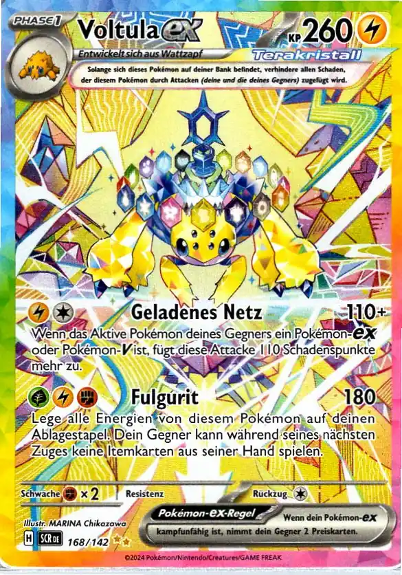 Voltula EX (SCR 168) – Pokemon Special Illustration Rare Karte aus Stellarkrone Deutsch