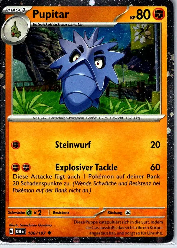 Pupitar (OBF 106) – Pokémon Holo Promo Karte aus Obsidianflammen Deutsch