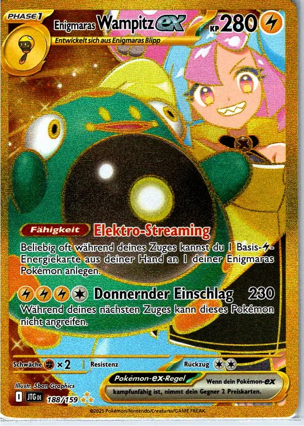 Enigmaras Wampitz EX (JTG 188) – Pokémon Gold Karte aus Reisegefährten Deutsch