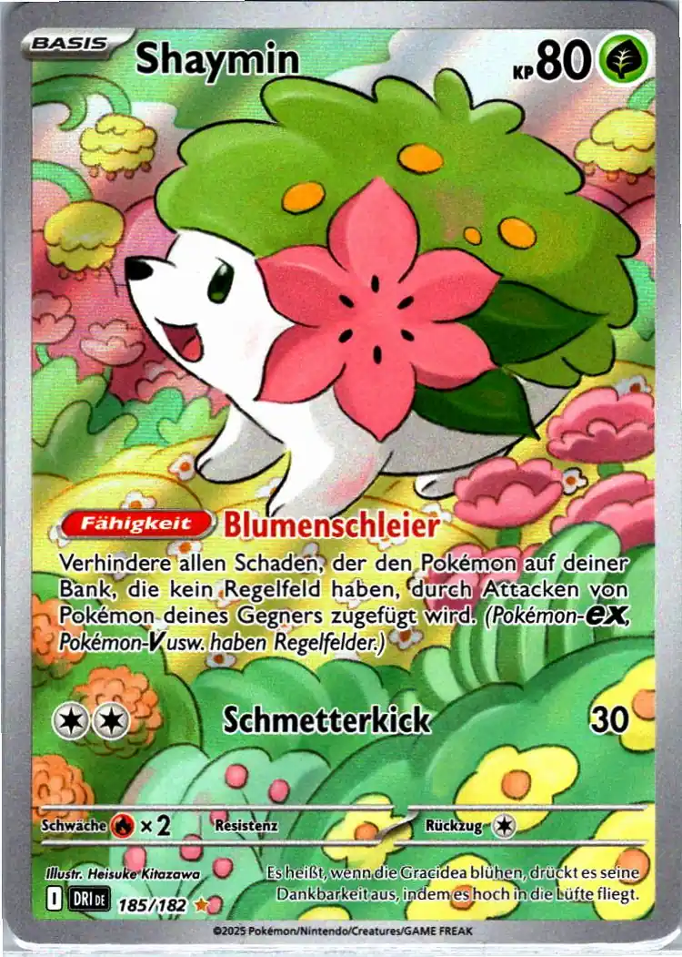 Shaymin (DRI 185) – Pokemon Illustration Rare Karte aus Ewige Rivalen Deutsch