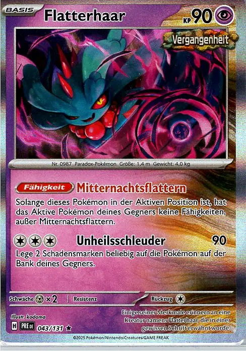 Flatterhaar (PRE 043) – Pokémon Holo Karte aus dem Set Prismatische Entwicklungen in Deutsch