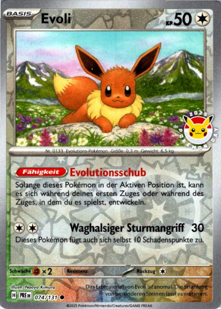 Evoli Promo Karte Reverse Holo – Pokémon Day 2025 – deutsch aus Prismatische Entwicklungen