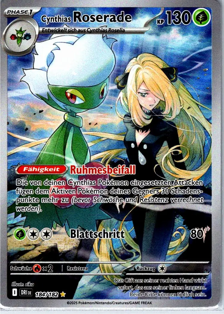 Cynthias Roserade (DRI 184) – Pokemon Illustration Rare Karte aus Ewige Rivalen Deutsch