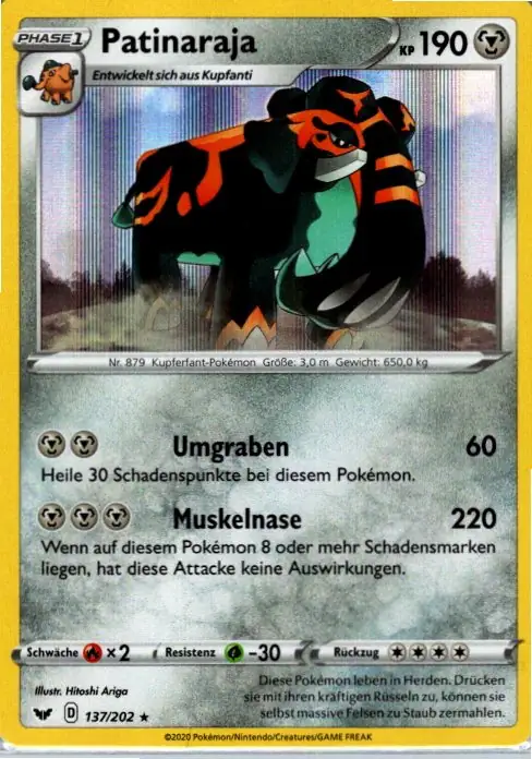 Patinaraja (SSH 137) – Pokemon Holo Karte aus Schwert und Schild in Deutsch