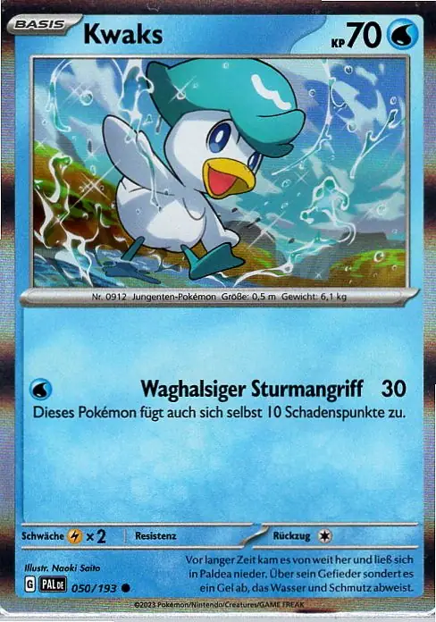 Kwaks (PAL 050) – Pokémon Holo Promo Karte aus Entwicklungen in Paldea in Deutsch