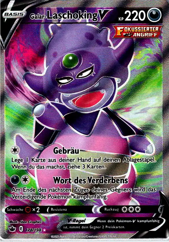 Galar-Laschoking V (CRE 178) – Pokemon Full Art Karte aus Schaurige Herrschaft Deutsch