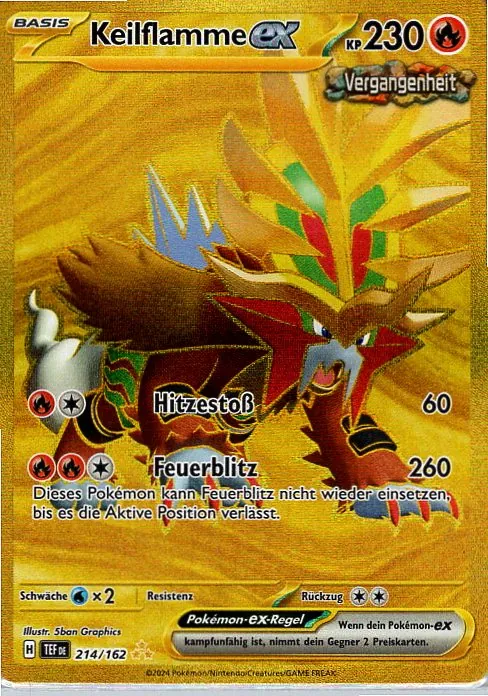 Keilflamme EX (TEF 214) – Pokemon Gold Karte aus Gewalten der Zeit Deutsch