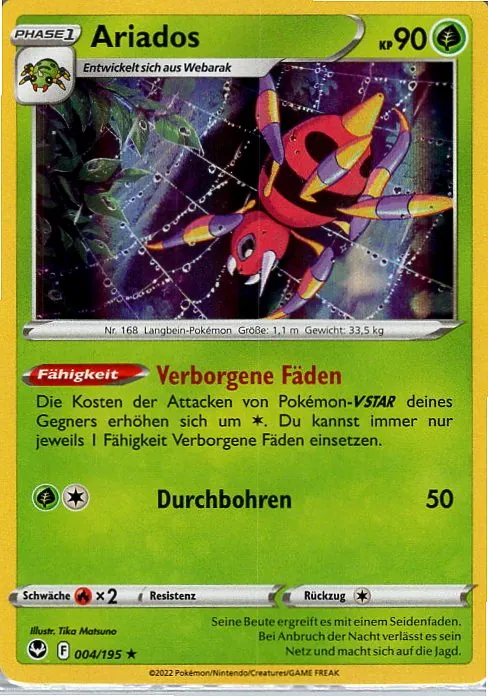 Ariados (SIT 004) – Pokemon Holo Karte aus Silberne Sturmwinde Deutsch