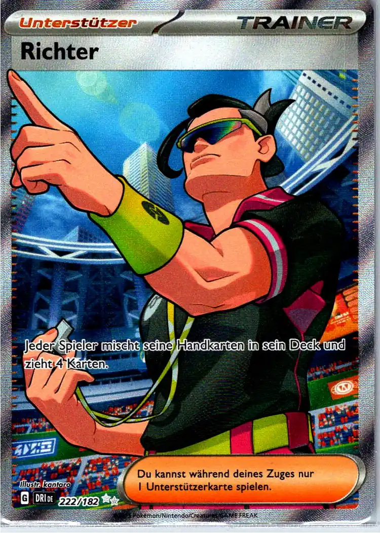 Richter (DRI 222) – Pokemon Trainer Full Art Karte aus Ewige Rivalen Deutsch