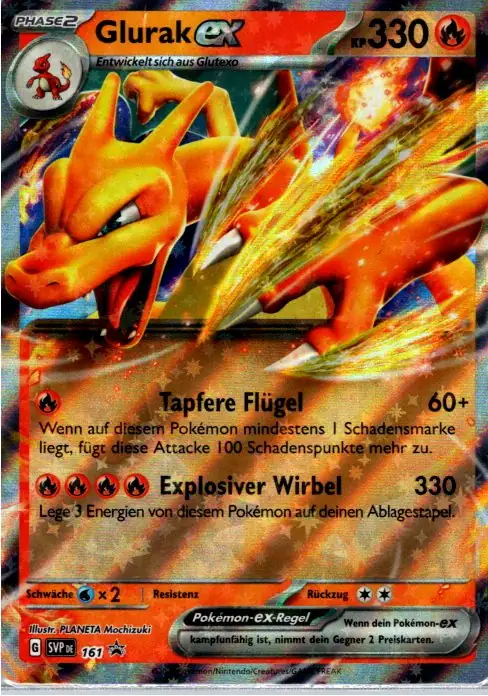 Glurak EX (SVP 161) – Pokemon Promo Karte aus Karmesin und Purpur in Deutsch