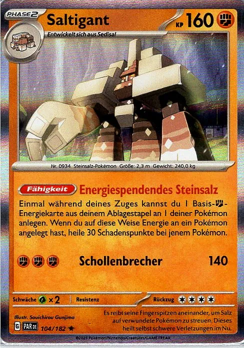 Saltigant (PAR 104) – Pokemon Holo Karte aus Paradoxrift Deutsch