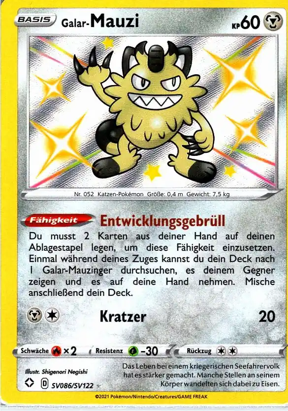 Galar-Mauzi (SHF SV086) – Pokemon Shiny Karte aus Glänzendes Schicksal Deutsch