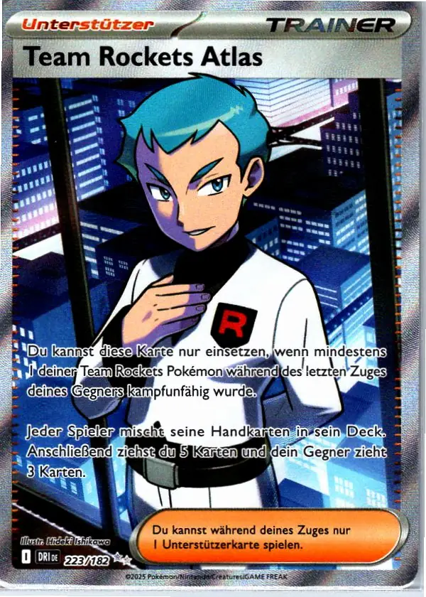 Team Rockets Atlas (DRI 223) – Pokémon Trainer Full Art Karte aus Ewige Rivalen Deutsch