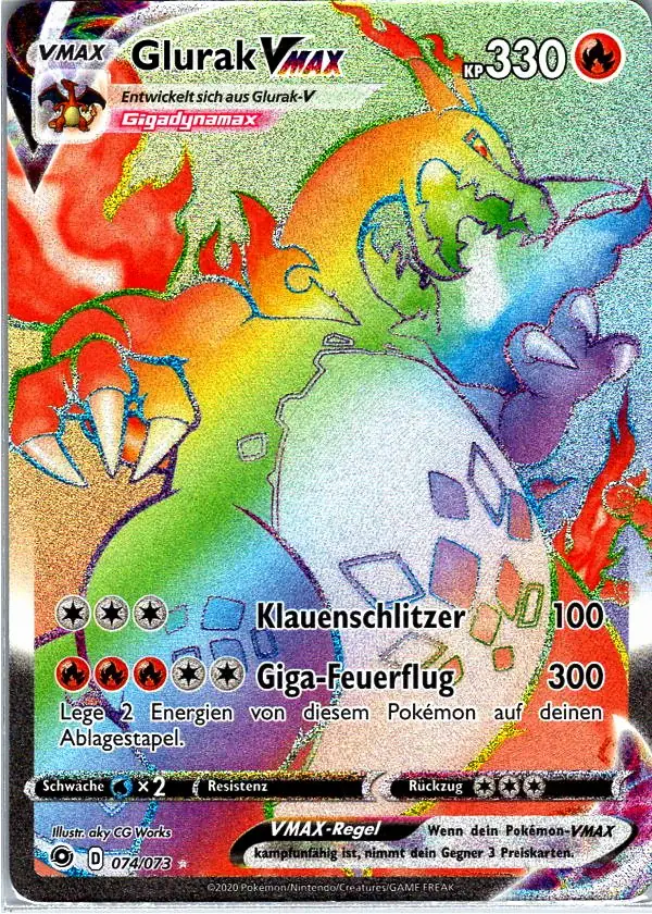Glurak VMAX (CPA 074) – Pokémon Rainbow Karte aus Weg des Champs Deutsch