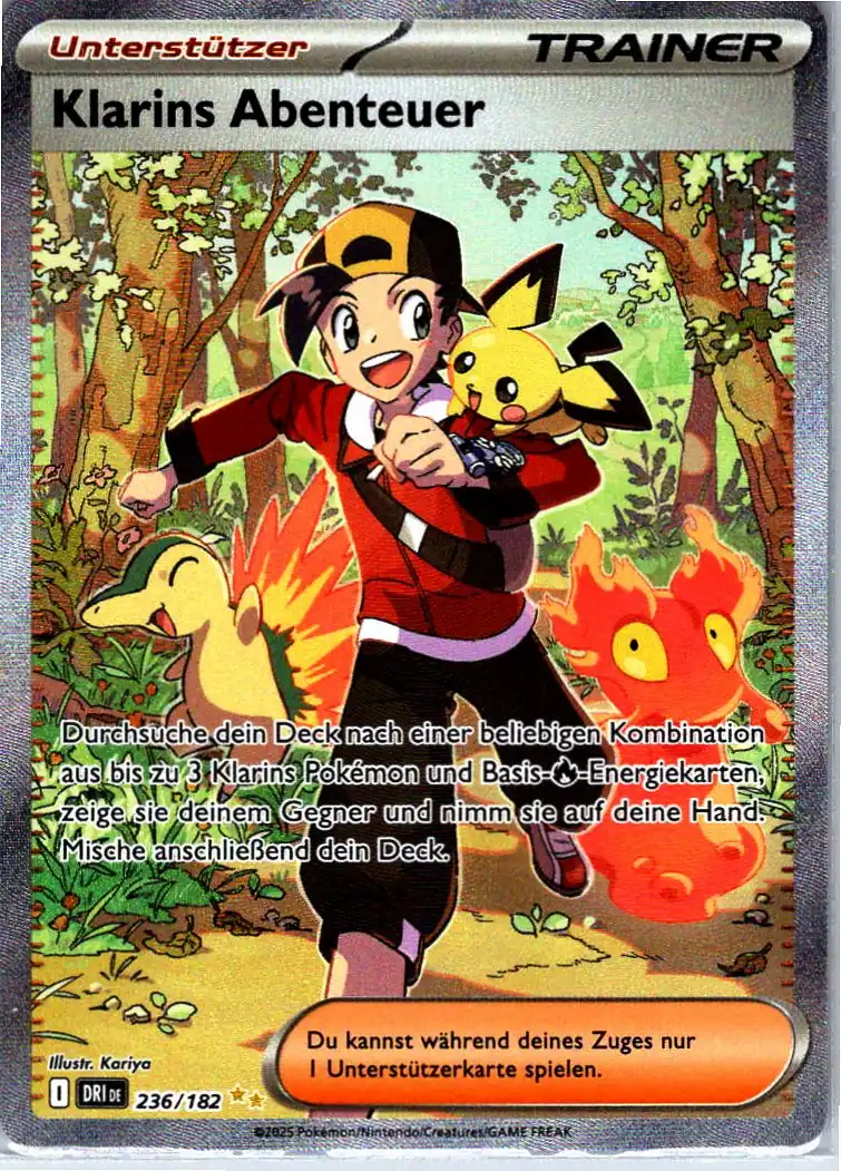 Klarins Abenteuer (DRI 236) – Pokemon Trainer Special Illustration Rare Karte aus Ewige Rivalen Deutsch