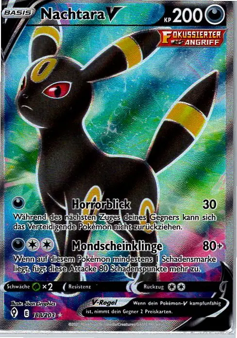 Nachtara V (EVS 188) – Pokémon Full Art Karte aus Drachenwandel Deutsch