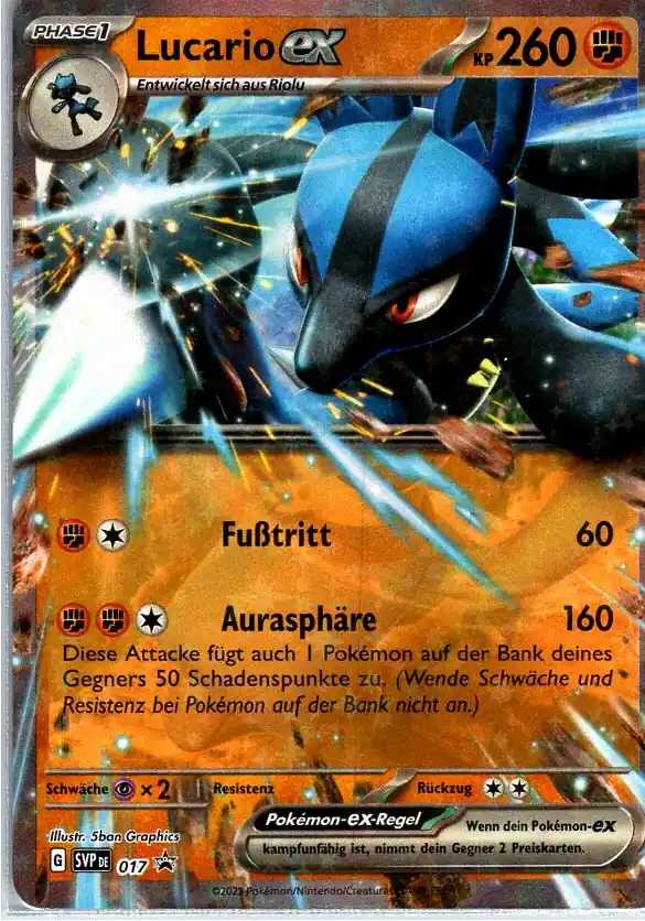 Lucario EX (SVP 017) – Pokémon Promo Karte aus Karmesin und Purpur in Deutsch