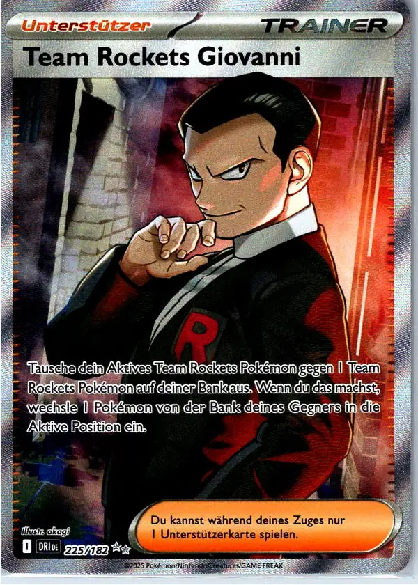 Team Rockets Giovanni (DRI 225) – Pokémon Trainer Full Art Karte aus Ewige Rivalen Deutsch