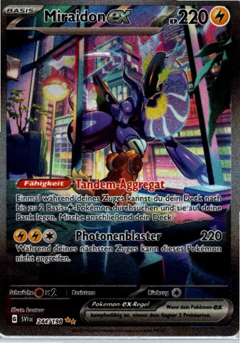 Miraidon EX (SVI 244) – Pokémon Special Illustration Karte aus Karmesin und Purpur in Deutsch