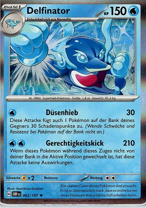 Delfinator (OBF 062) – Pokemon Holo Karte aus Obsidianflammen Deutsch	
